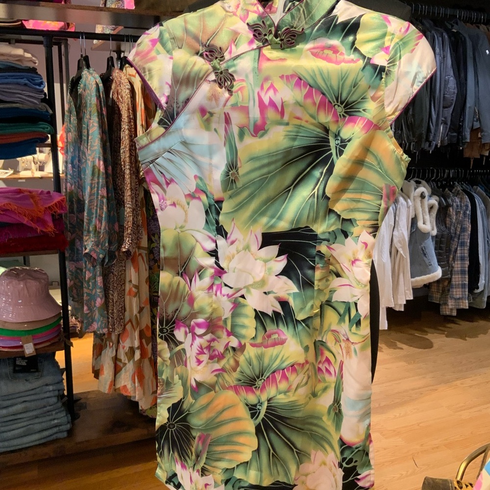 💯 Silk Qipao Floral Cheongsam   MIDI Dress